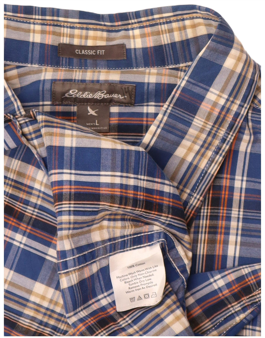 Eddie Bauer Herre Classic Fit skjorte Stor blå ternet bomuld