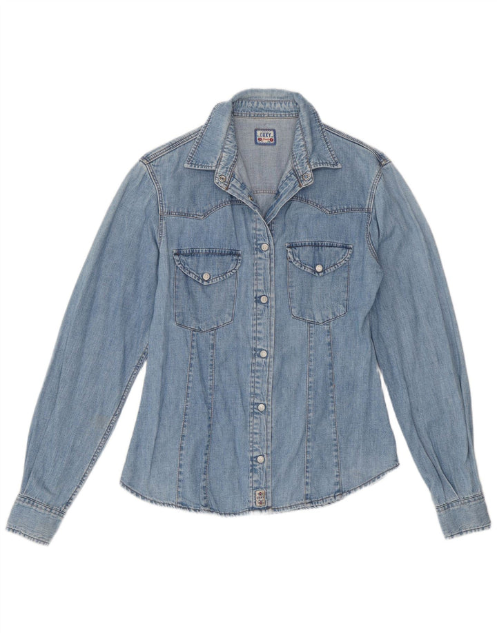 OXXY Dame Denim Shirt UK 12 Medium Blue Cotton