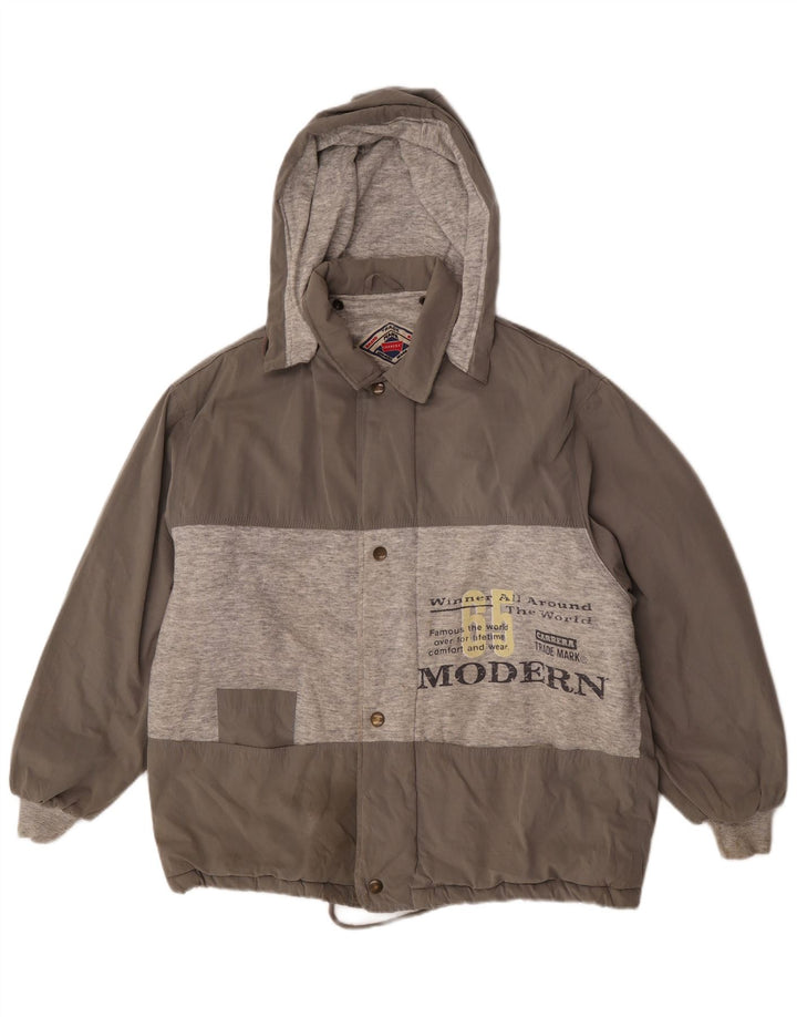 Carrera Herre Grafisk Hooded Bomber Jacket UK 38 Medium Grey Colourblock