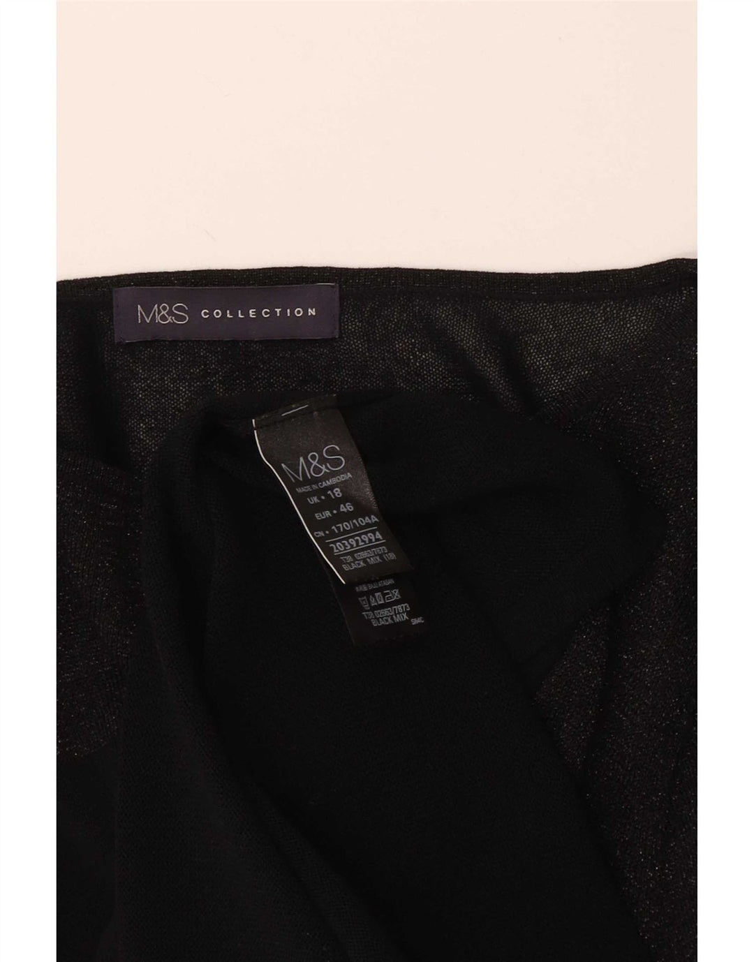 Marks & Spencer Dametop Langærmet UK 18 XL Sort Viscose