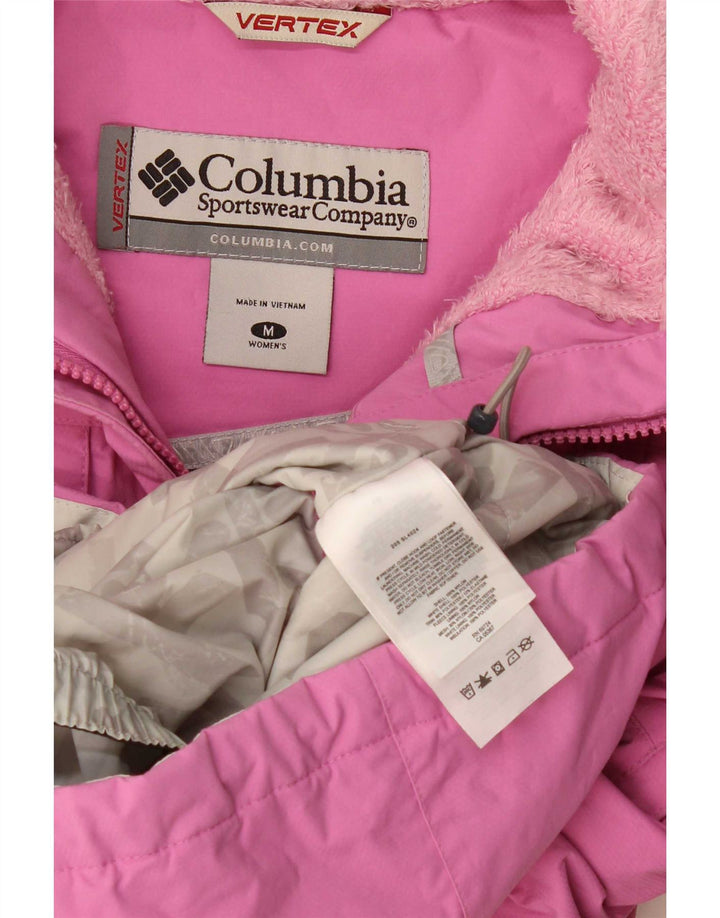 Columbia Regnjakke med hætte til kvinder UK 14 Medium Pink Nylon