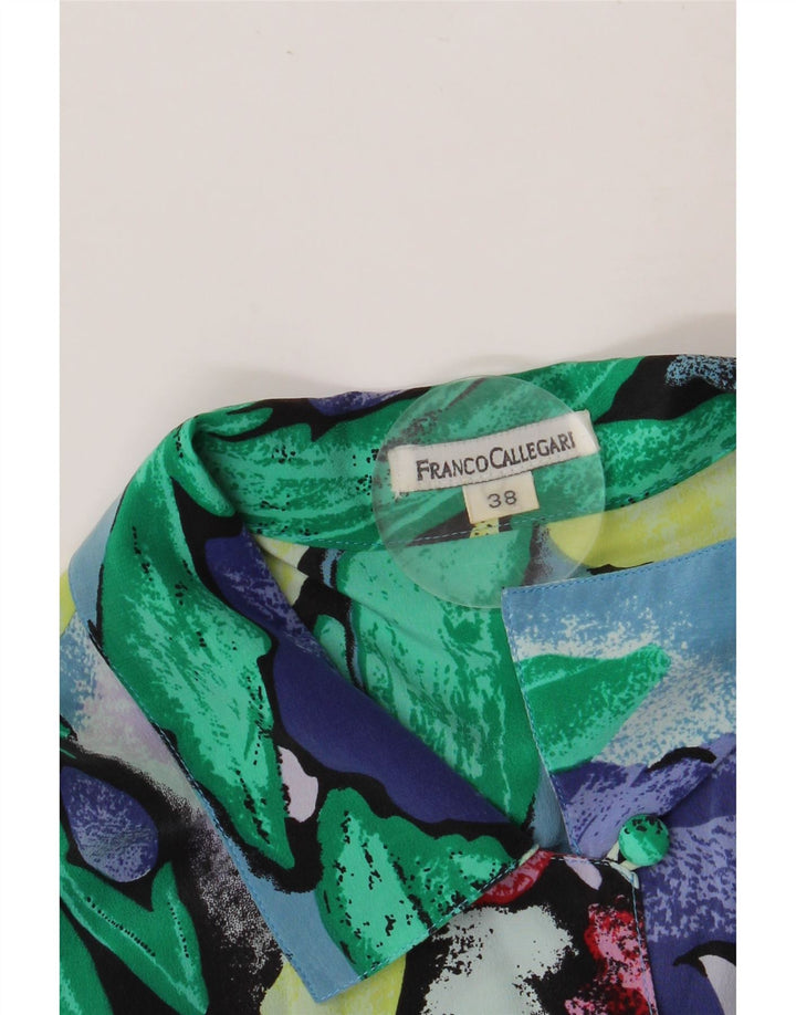 FRANCO CALLEGARI Kortærmet skjortebluse til kvinder EU 38 Medium Blue Floral