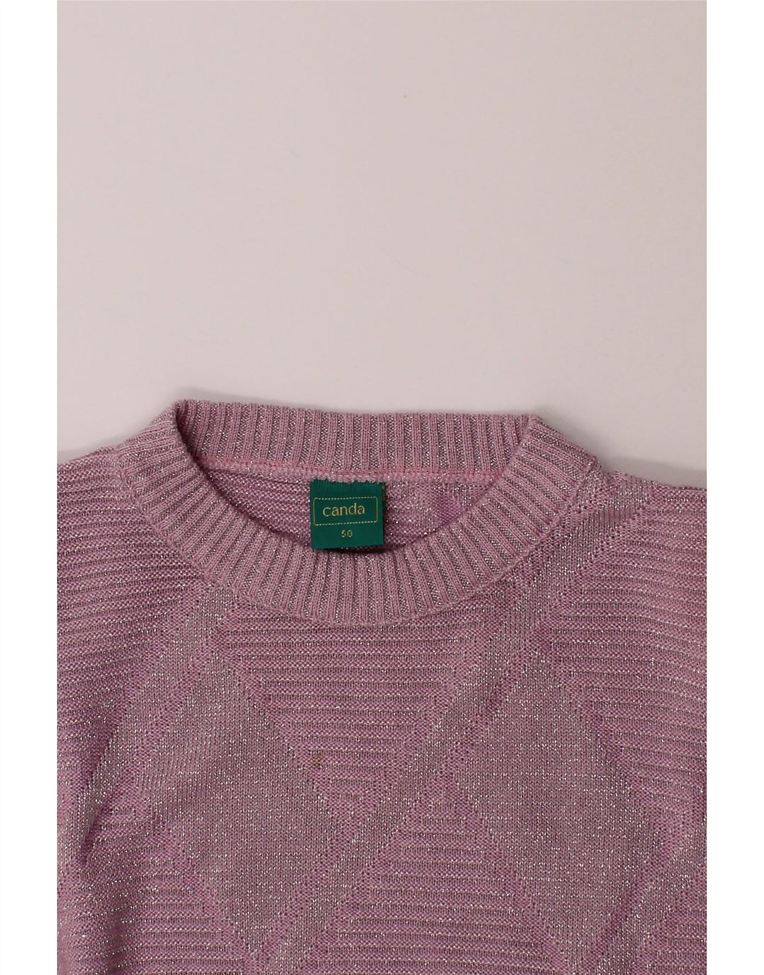 CANDA Womens Crew Neck Jumper Sweater IT 50 XL Purple Argyle/Diamond Vintage Canda and Second-Hand Canda from Messina Hembry 