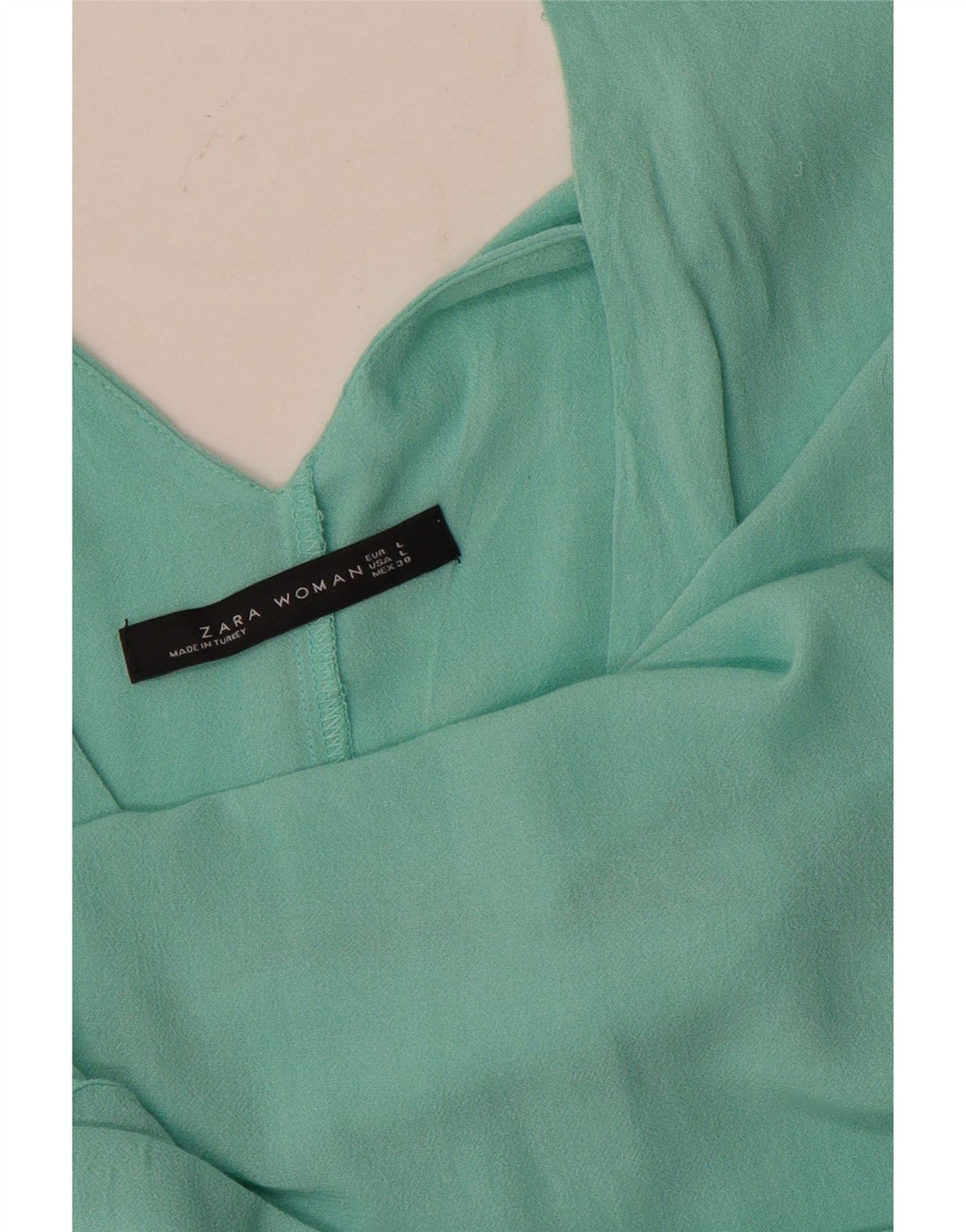 Zara Dame Bluse Top UK 14 Stor turkis