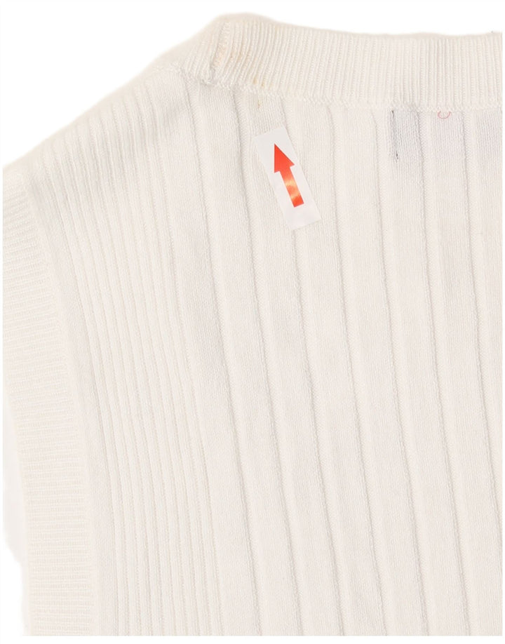 Marks & Spencer Damevest Tank Top UK 12 Medium White Striped Viscose