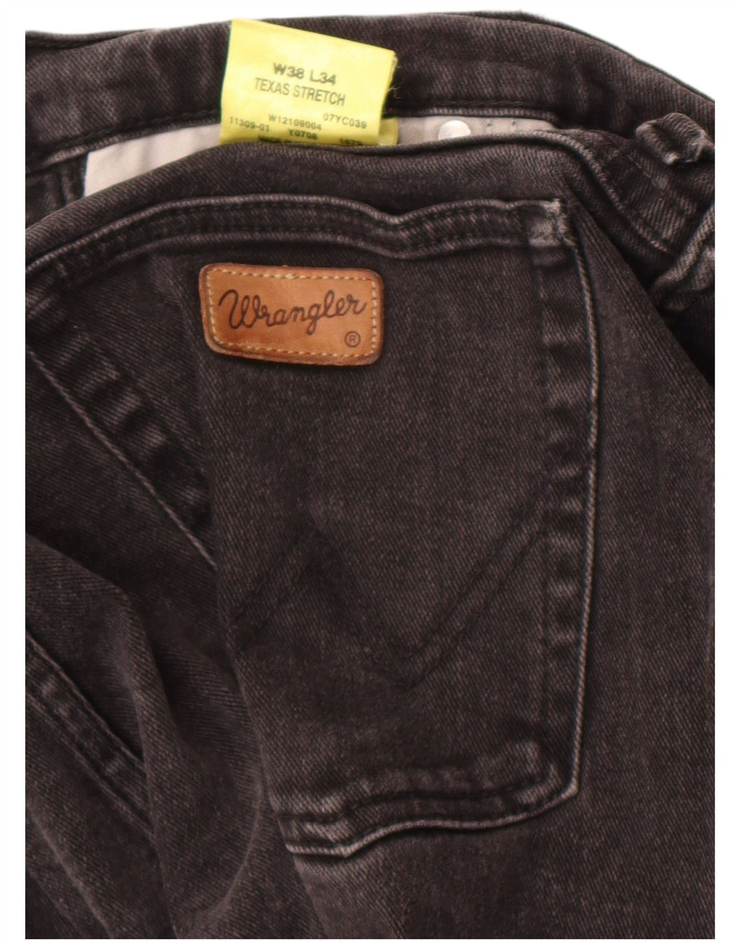 Wrangler Herre Texas Stretch Straight Jeans W38 L34 Grå Bomuld