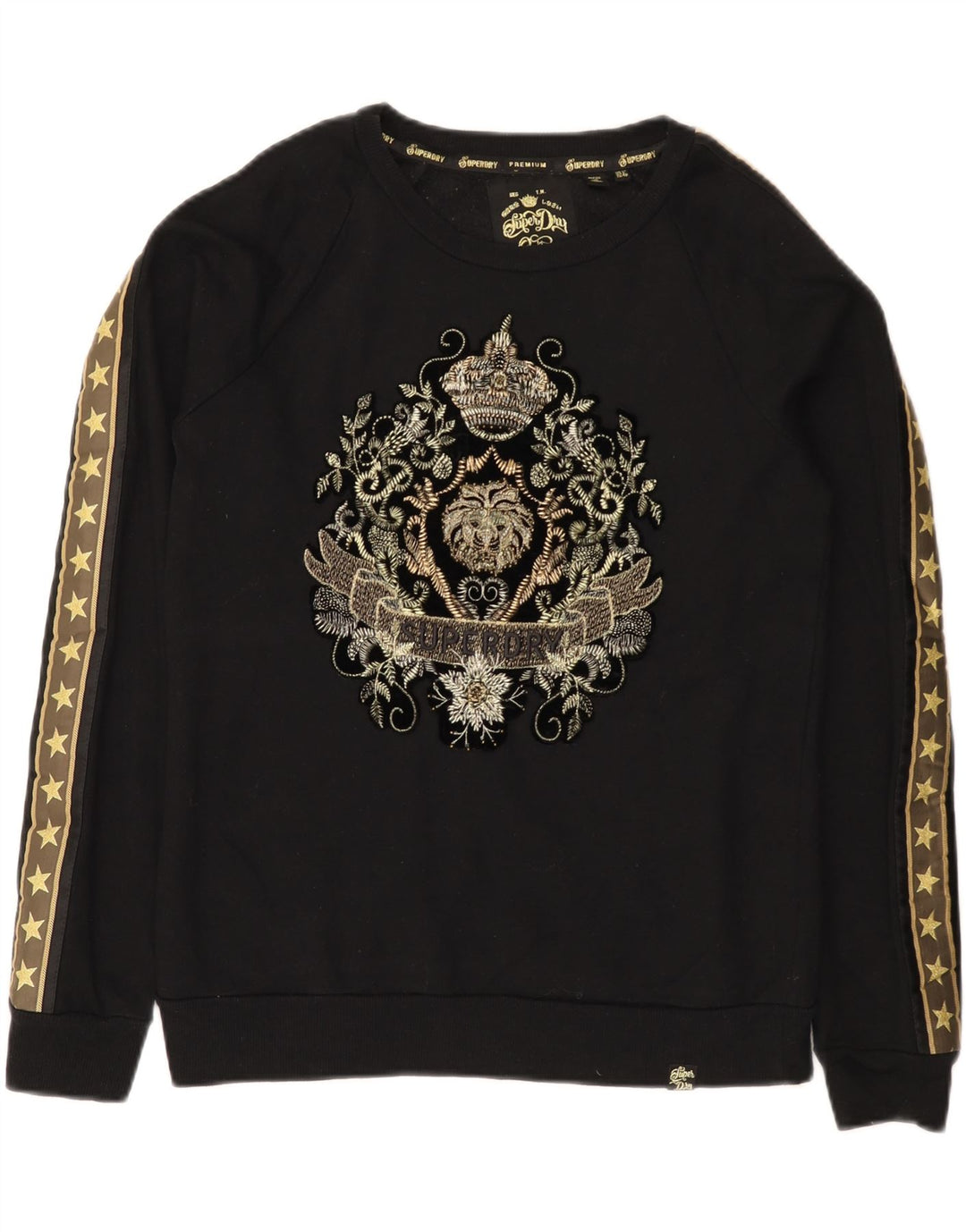 Superdry Graphic Sweatshirt Jumper UK 12 Medium Sort Bomuld