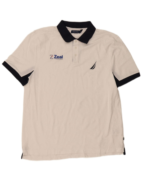 Nautica Mens Rugby Polo Shirt XL White Cotton