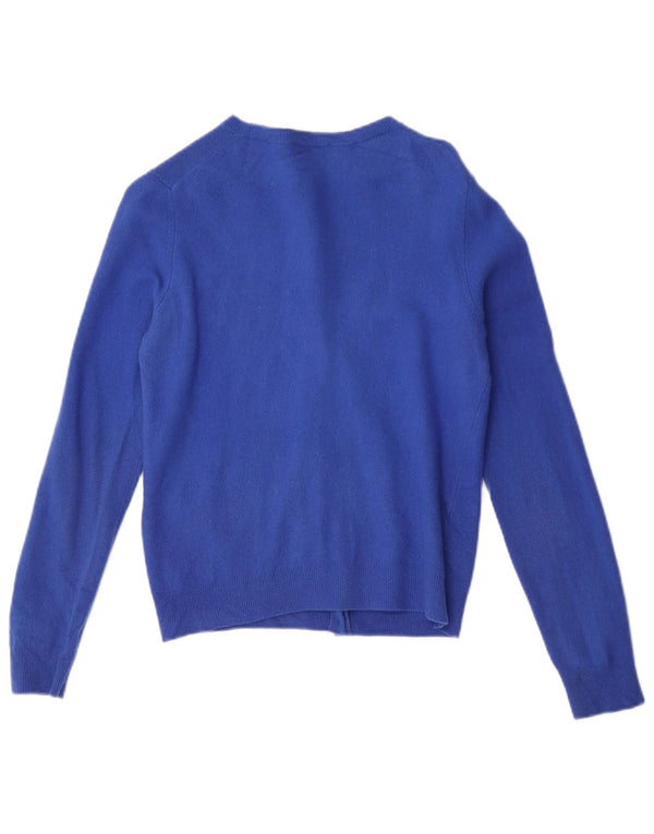Benetton Womens Crop Cardigan Sweater UK 12 Medium Blue New Wool