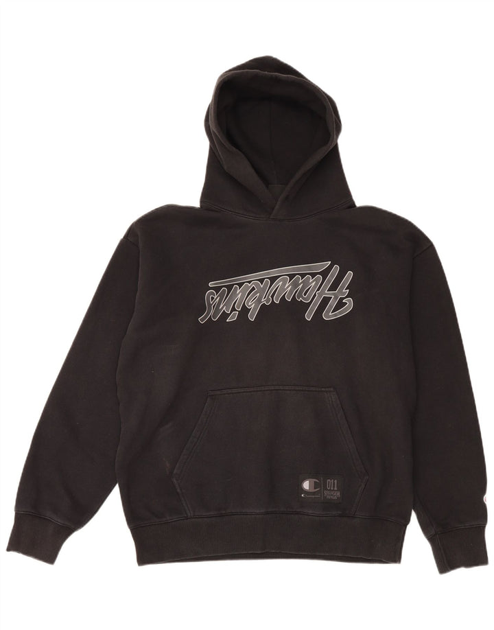Champion Herre Grafisk Hoodie Jumper Large Sort