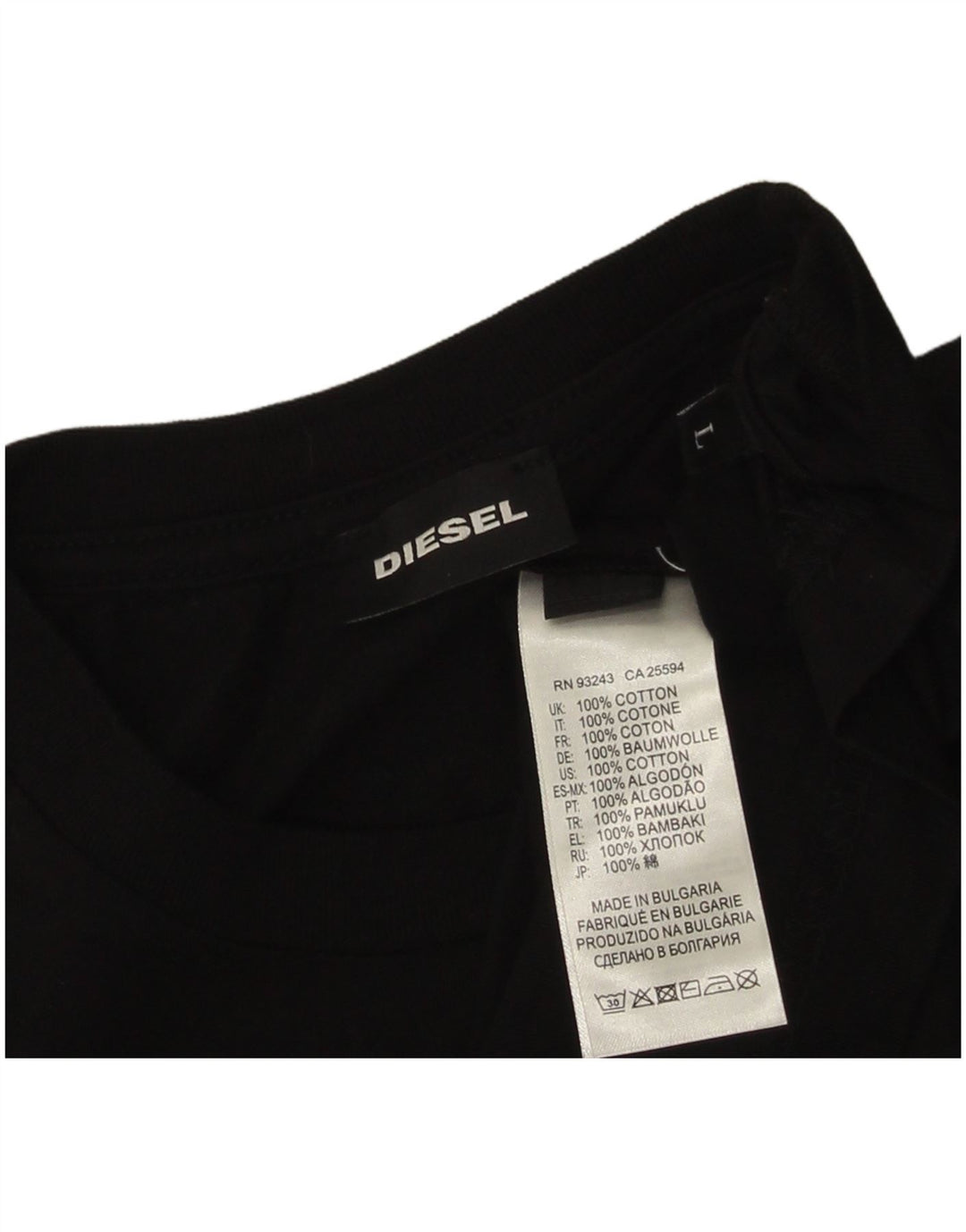 Diesel Herre Grafisk T-Shirt Top Stor Sort Bomuld