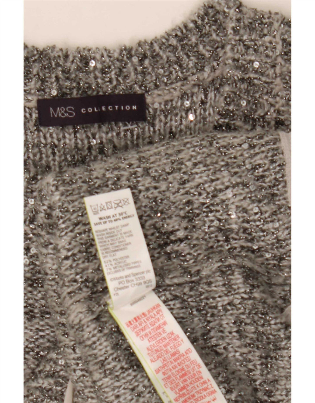 Marks & Spencer Dame sweater med rund hals DK 14 Medium Grå Flecked