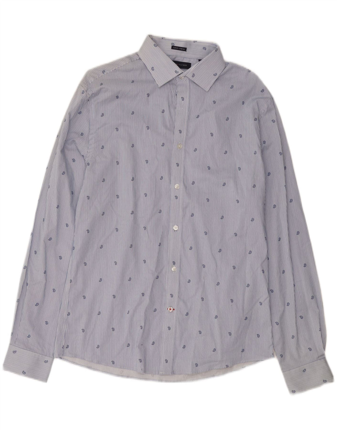 TOMMY HILFIGER Stretch-skjorte til mænd str. 15 1/2 Medium Blue Nålestribe