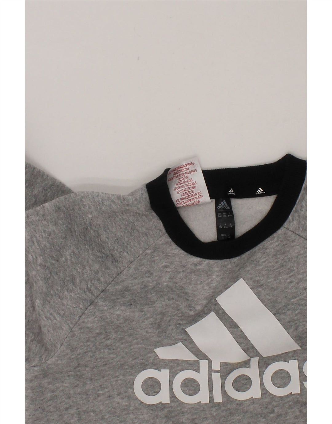 ADIDAS Boys Graphic Sweatshirt Jumper 5-6 Years Grey Cotton Vintage Adidas and Second-Hand Adidas from Messina Hembry 