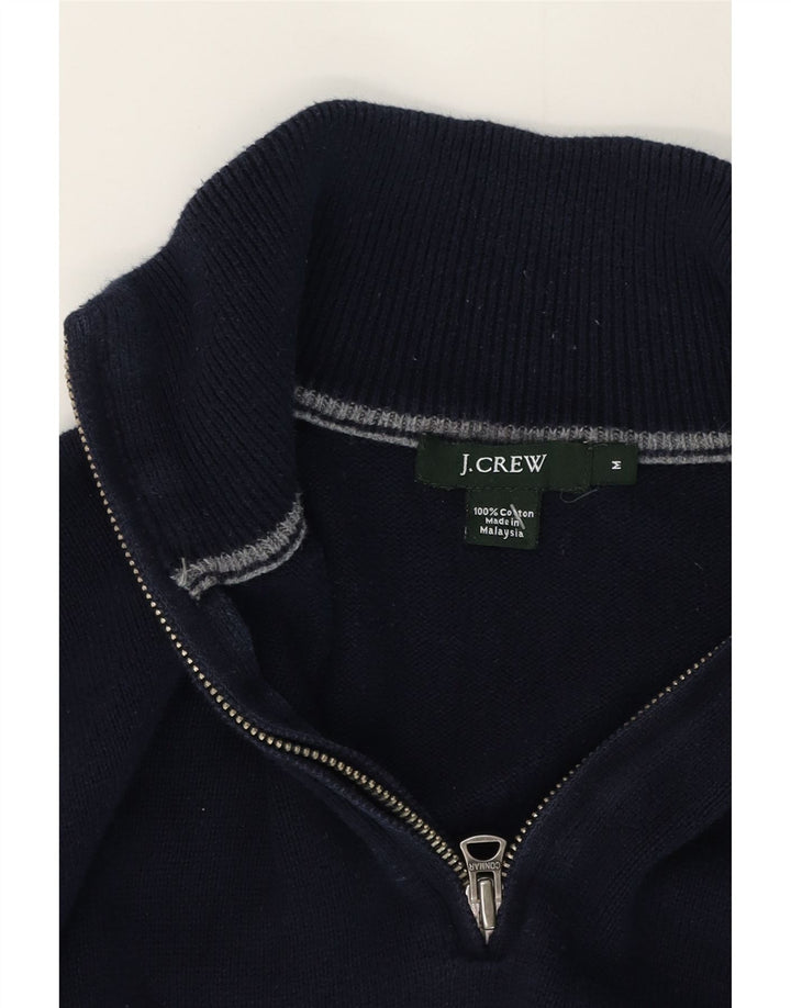 J. Crew Herre Zip Neck Jumper Sweater Medium Navy Blue Bomuld