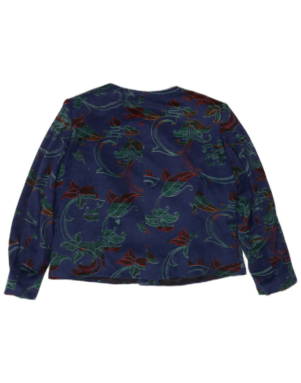 Vintage dame cardigan top UK 14 Large Blue Floral