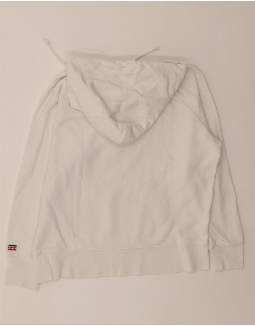 LEVI'S Womens Graphic Oversized Hoodie Jumper UK 10 Small White Cotton Vintage Levi's and Second-Hand Levi's from Messina Hembry 