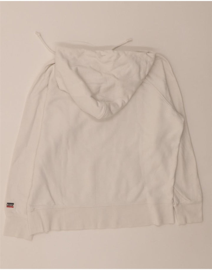 LEVI'S Womens Graphic Oversized Hoodie Jumper UK 10 Small White Cotton Vintage Levi's and Second-Hand Levi's from Messina Hembry 