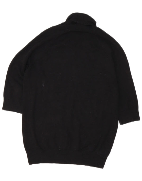Zara dametrøje med 3/4 ærmer rullehals trøje UK 12 Medium Sort viskose