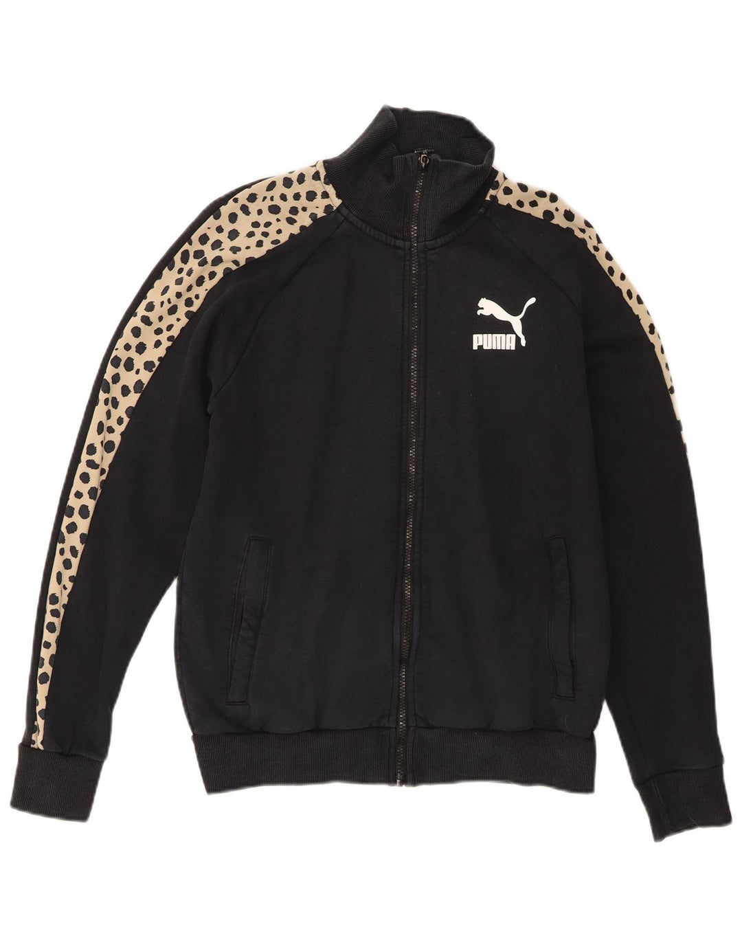 Puma Womens Oversized træningsdragt Top Jacket UK 10 Small Black Animal Print