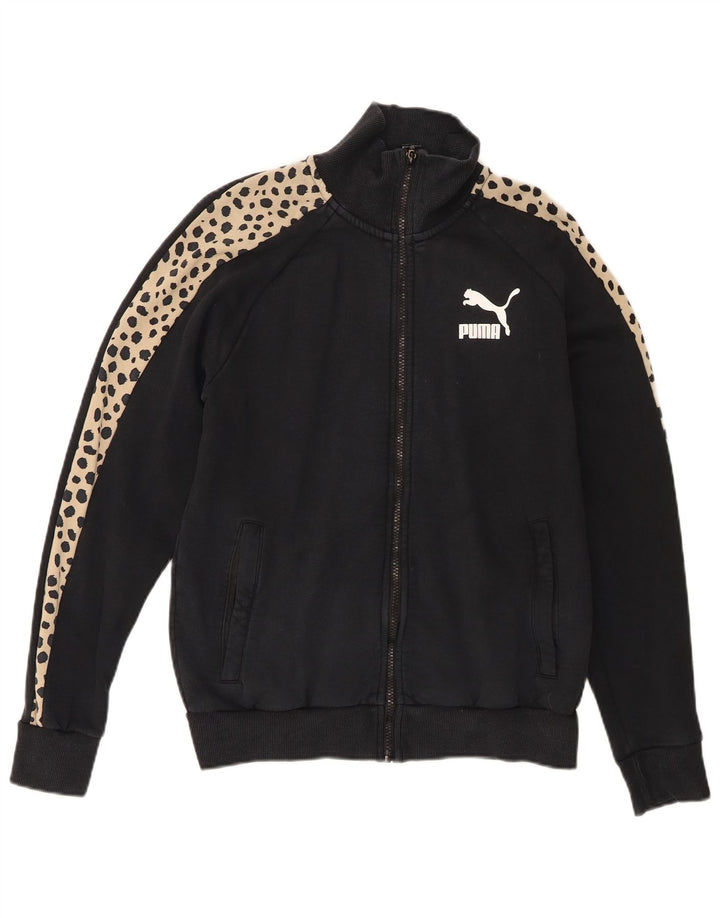 Puma Womens Oversized træningsdragt Top Jacket UK 10 Small Black Animal Print