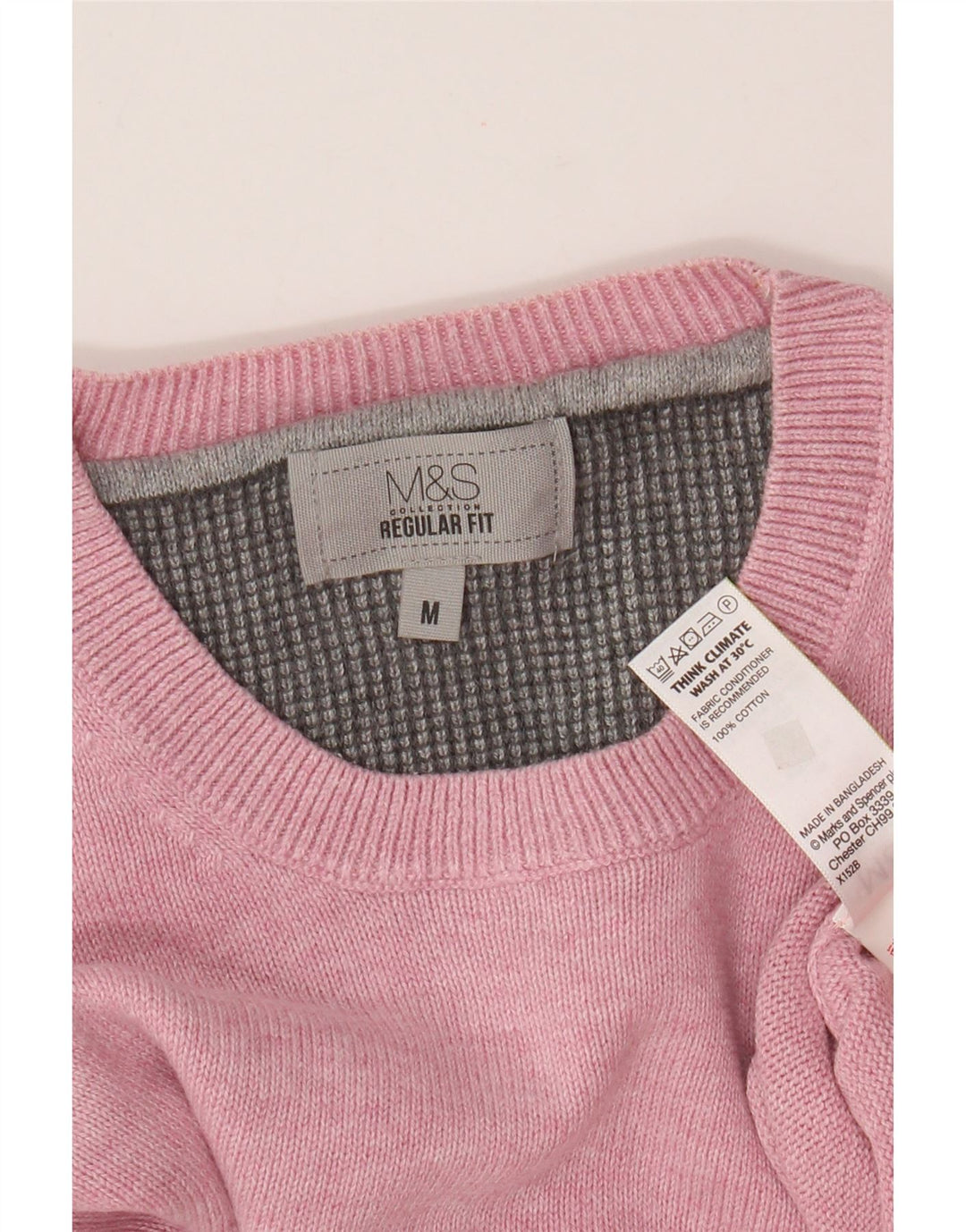 Marks & Spencer Herre Regular Fit Crew Neck sweater Medium Pink