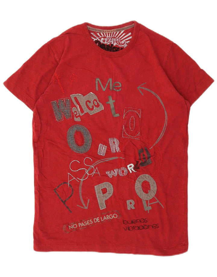 Desigual Herre grafisk T-shirt Top Lille rød bomuld