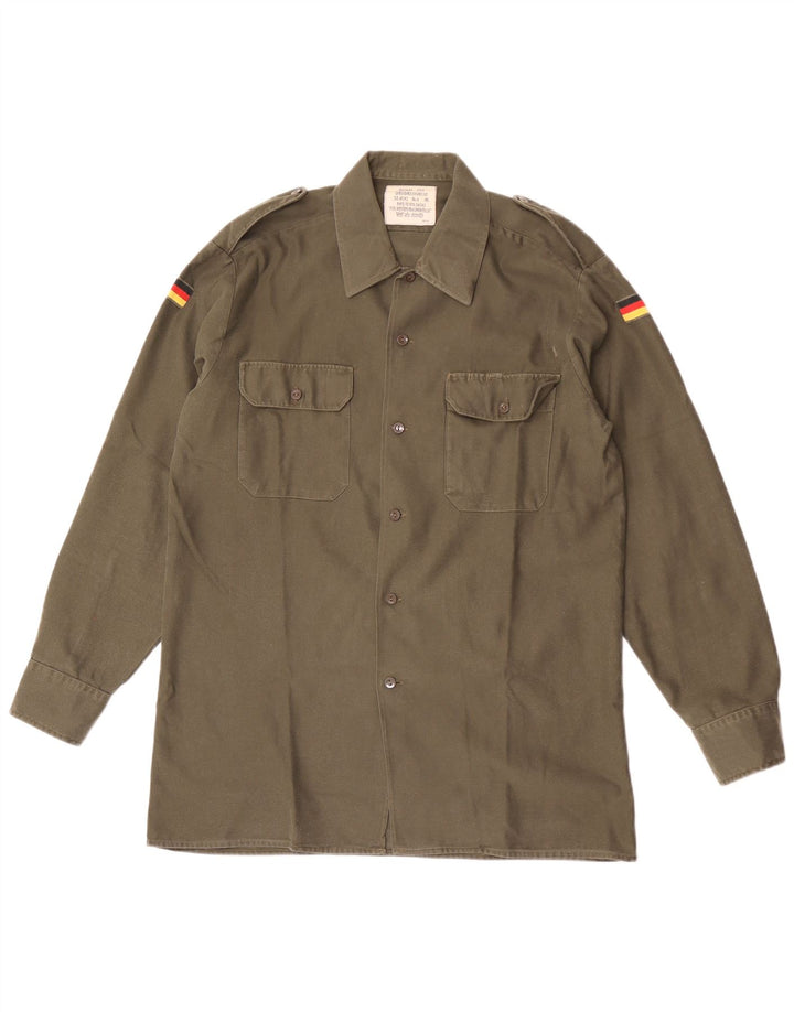 Vintage Herre Military Shirt Størrelse 41/42 Large Khaki Polyester