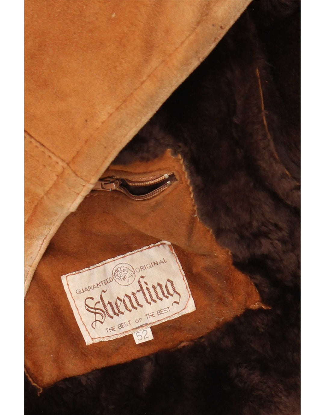Vintage Herre Shearling Jacket IT 52 XL Brun