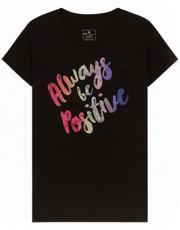 Champion Girls Graphic T-Shirt Top 11-12 Years Large Black Polyester