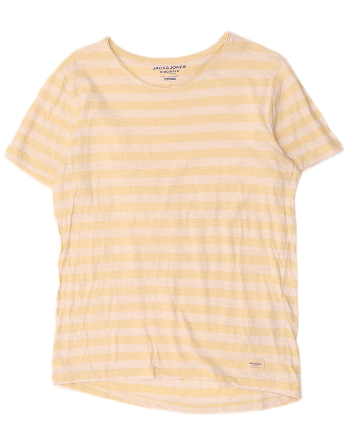 Jack & Jones herre T-shirt top mellem gul stribet bomuld