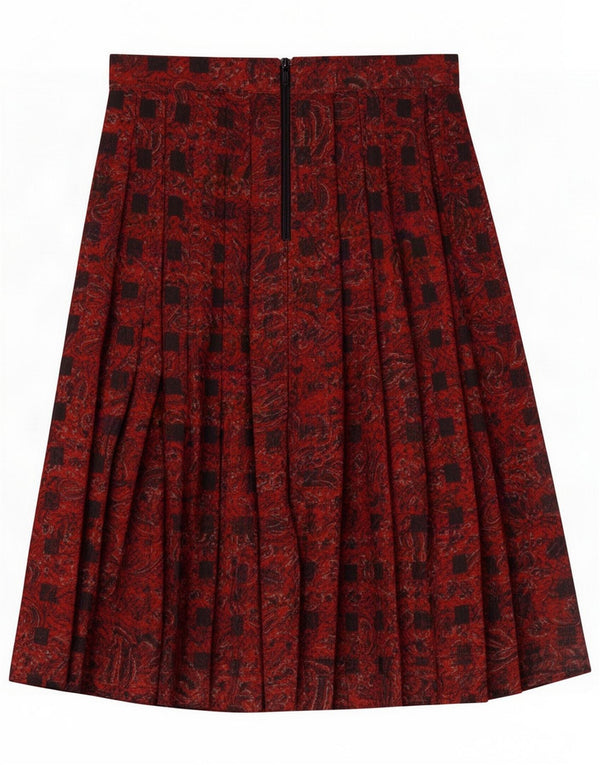Vintage Womens A-Line Skirt IT 44 Medium W28 Red Paisley Acetate