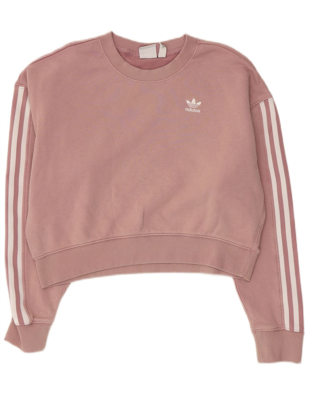 ADIDAS Womens Crop Oversized Sweatshirt Jumper UK 10 Small Pink Bomuld