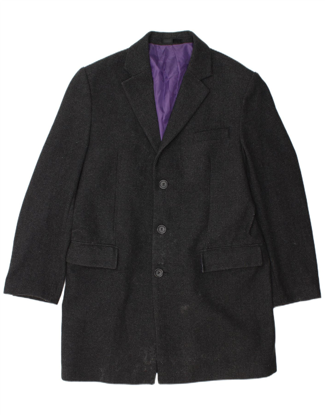 Marks & Spencer Herre Regular Fit Overfrakke UK 40 Large Black Wool