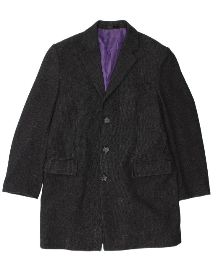 Marks & Spencer Herre Regular Fit Overfrakke UK 40 Large Black Wool