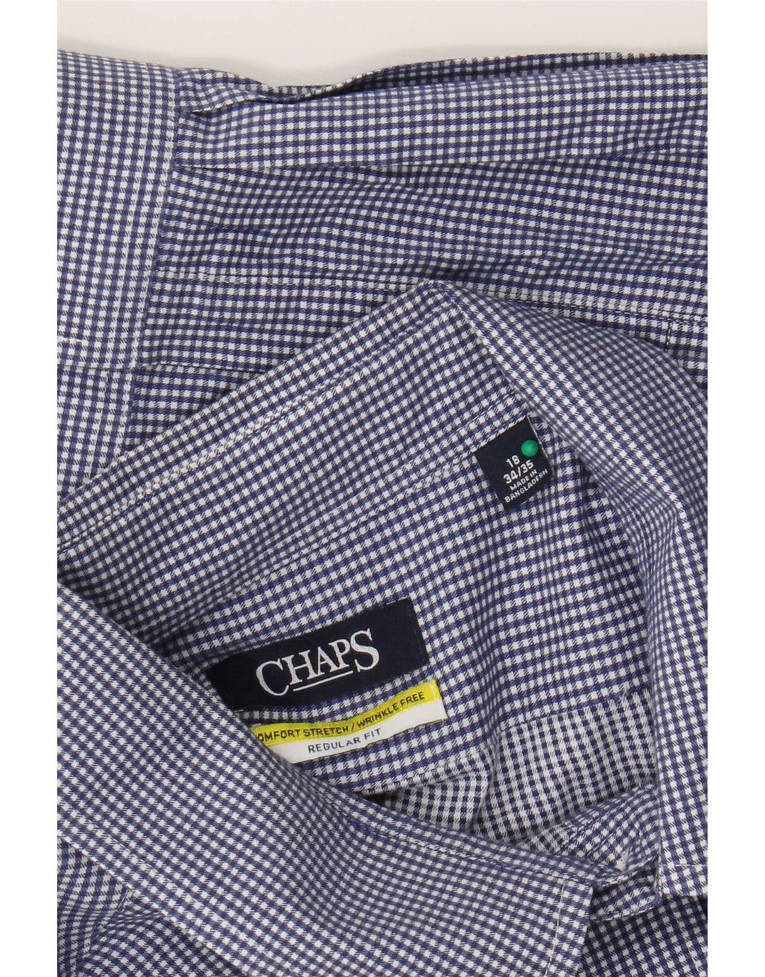 Chaps Herre Regular Fit Skjorte Størrelse 18 2XL Blå Gingham Bomuld