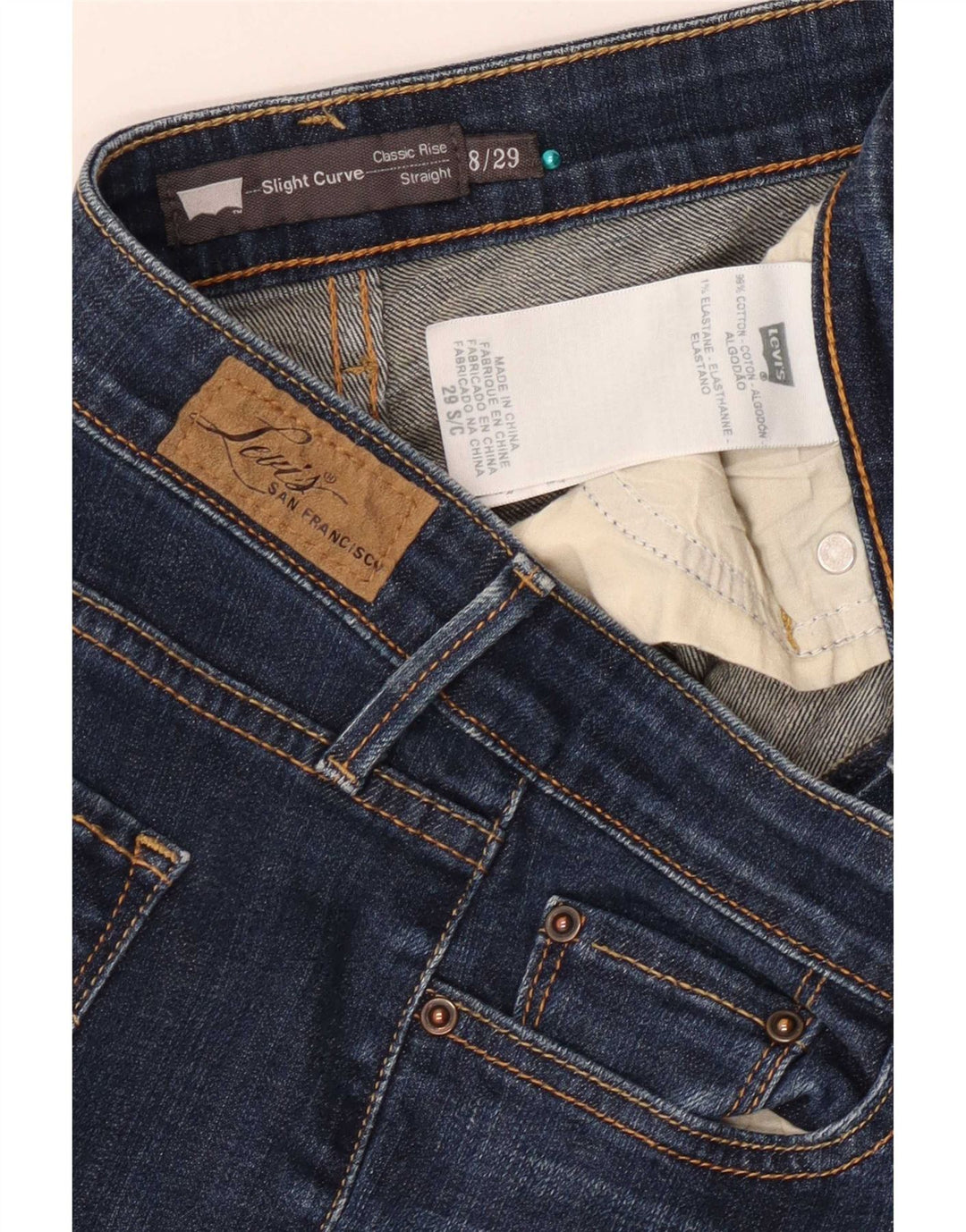 Levi's Womens Slight Curve Straight Jeans US 8 Medium W29 L29 Navy Blue