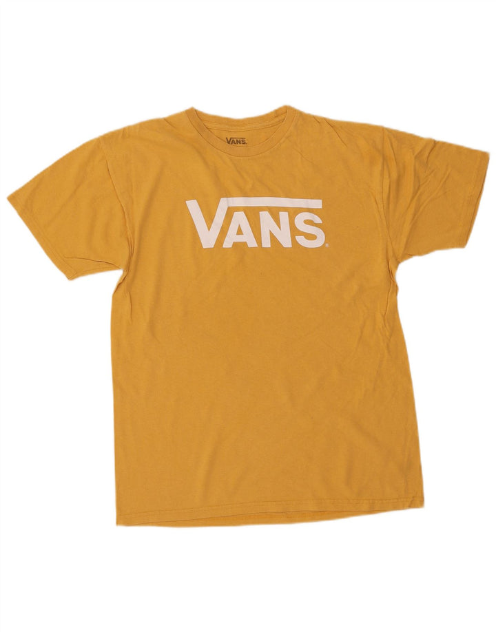 VANS Dame Grafisk T-Shirt Top UK 14 Medium Gul Bomuld