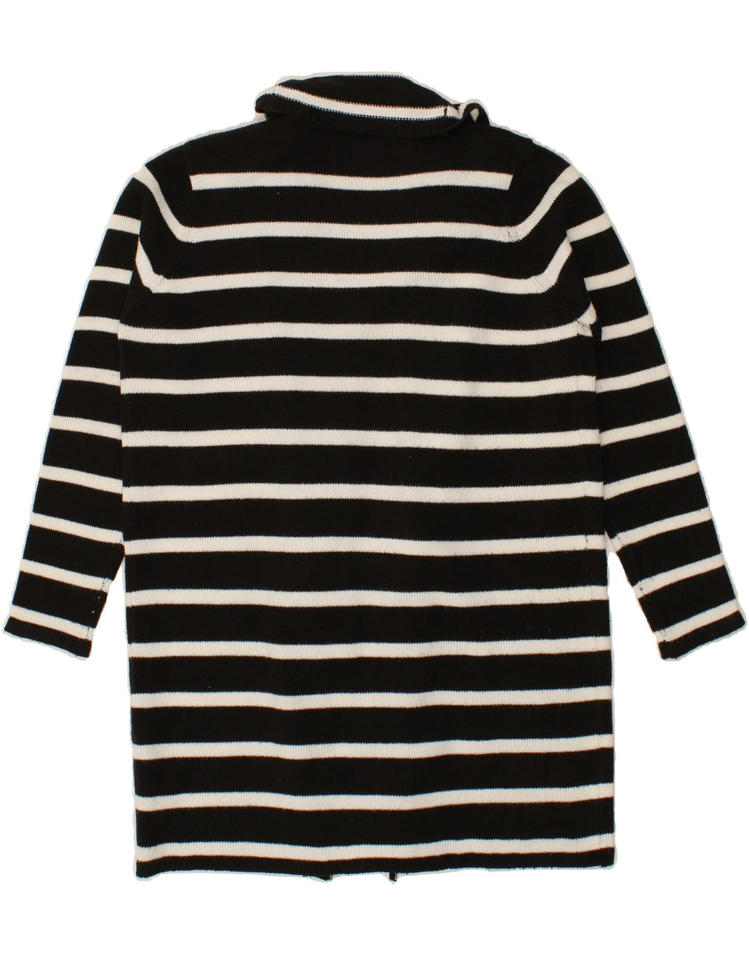 CHEROKEE Womens Longline Cardigan Sweater UK 14 Medium Black Striped Vintage Cherokee and Second-Hand Cherokee from Messina Hembry 