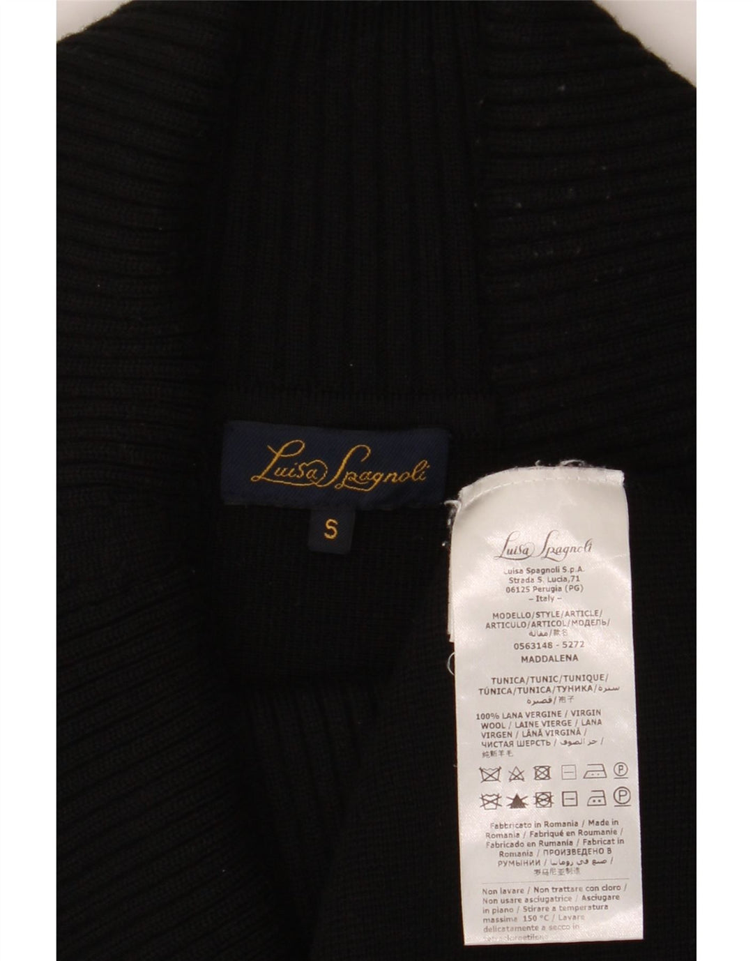 Luisa Spagnoli Dame Rullehals Sweater UK 10 Lille Sort