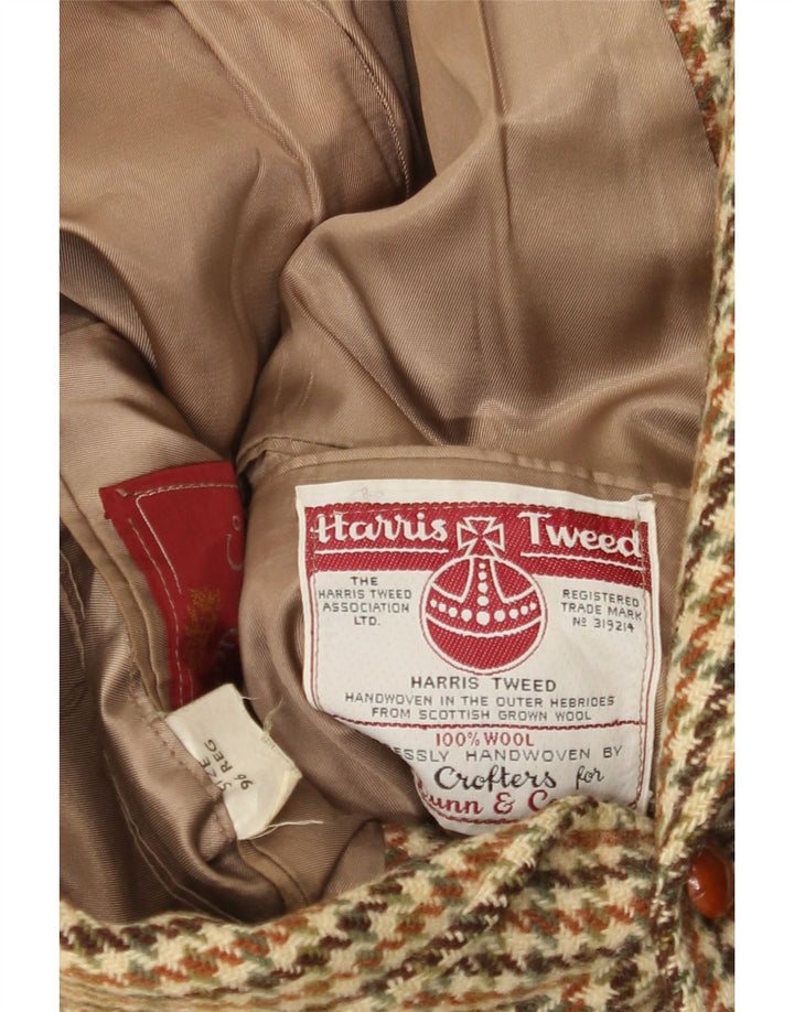 Harris Tweed Herre 3-knaps blazerjakke UK 36 Small Green Houndstooth Wool