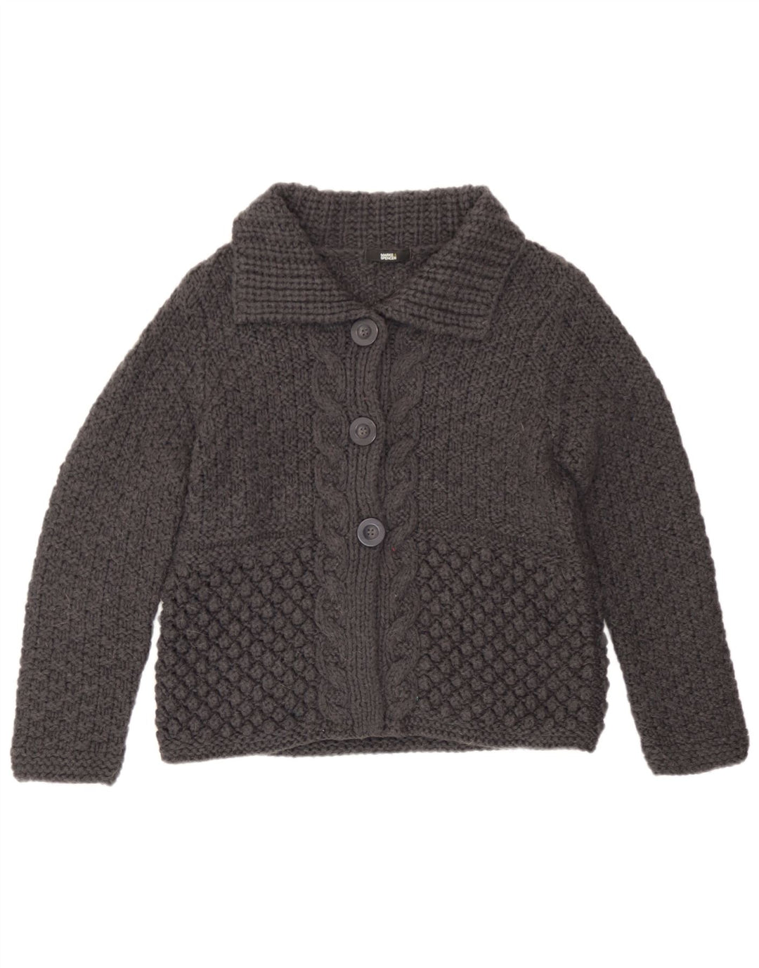 Marks & Spencer Dame Cardigan Sweater UK 14 Medium Grå Akryl