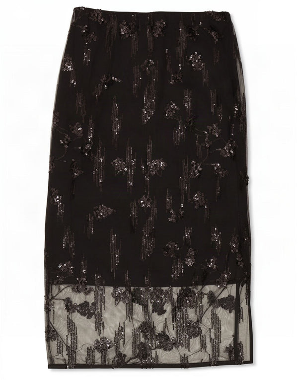 Marks & Spencer Dame Petite Lace Maxi Nederdel UK 8 Small W26 Black Floral