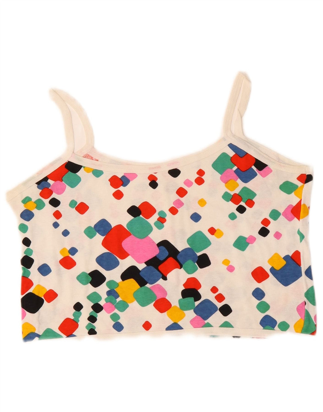 VINTAGE Womens Crop Cami Top UK 10 Small Multicolored Geometric