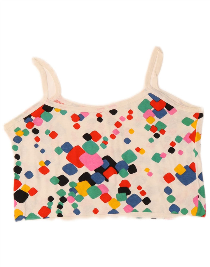 VINTAGE Womens Crop Cami Top UK 10 Small Multicolored Geometric