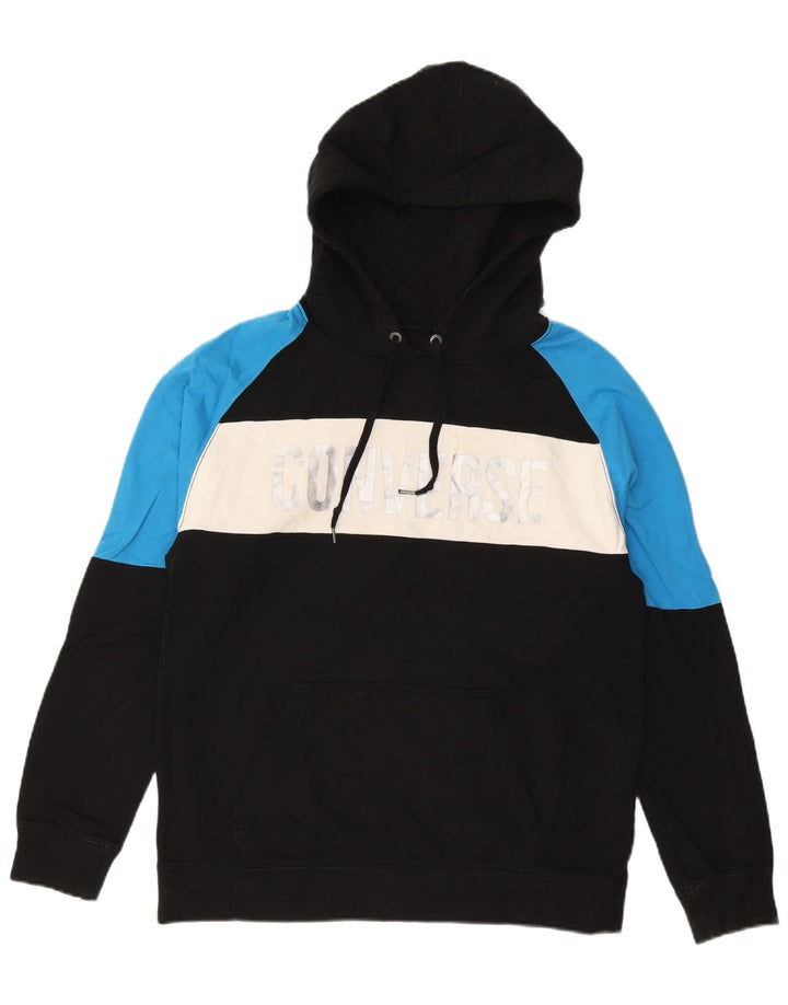 CONVERSE Grafisk hættetrøje til mænd Medium Sort Colourblock Bomuld