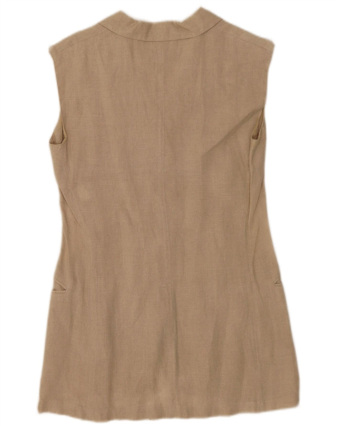 Max Mara Dame 3-knaps ærmeløs blazerjakke UK 10 Small Beige Linen
