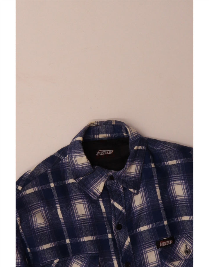 VINTAGE Mens Lumberjack Flannel Shirt 2XL Blue Check Cotton
