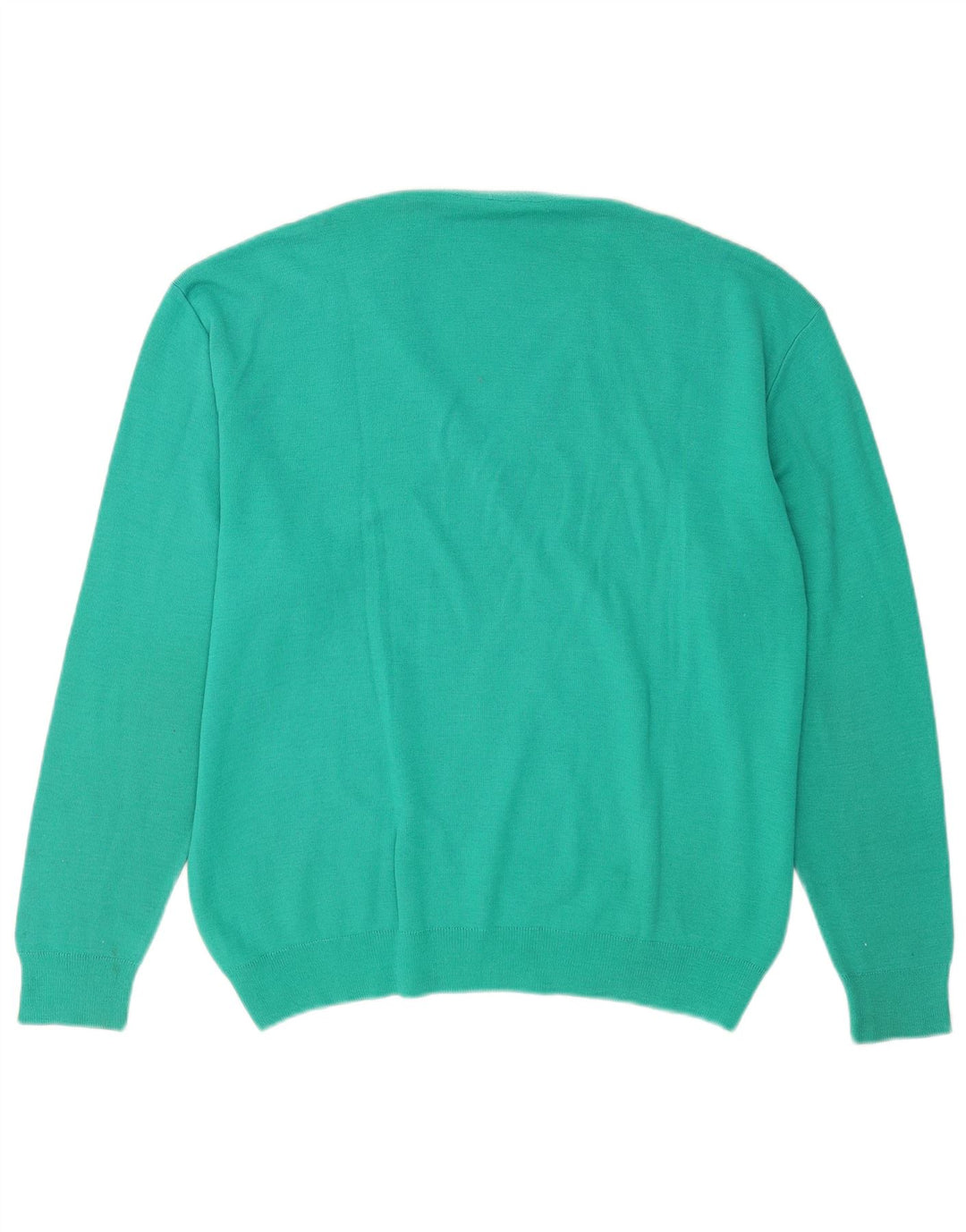 Vintage Herre V-hals sweater Stor turkis uld