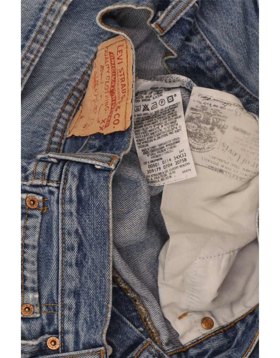 Levi's Herre 501 lige jeans W34 L27 blå bomuld